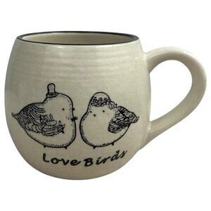 PAPER SOURCE Love Birds Mug Ceramic Valentine Sweetie 4" tall x 3.25" diameter